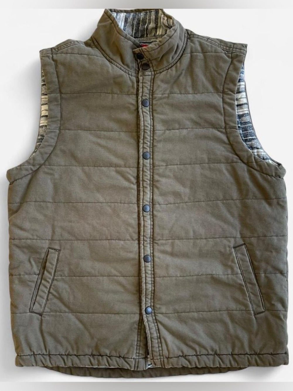 UnionBay Quilted Cargo Men’s Puffer Vest Olive Green Work Outerwear Lined Cotton